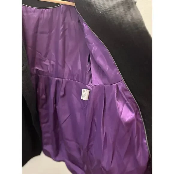 Steve Madden M Black Ruffle Mockneck Collar Wool Blend Coat Whimsigoth Romantic - Picture 8 of 8